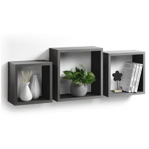 Homéa Set De 3 Étagères Gigognes Carré En Bois - Gris - L 30/26,5/23 Cm pas cher