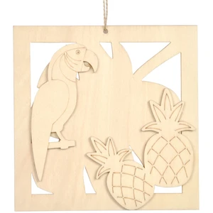 Paris Prix Décoration en Bois Ananas et Perroquet - Naturel