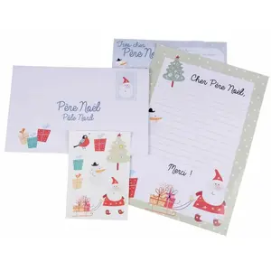 Paris Prix Kit 2 Lettres & Stickers "Père Noël" 32cm Blanc pas cher