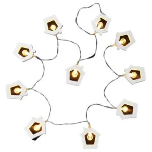 Douceur D'intérieur - Guirlande lumineuse interieure 8 maisons en bois a Led
