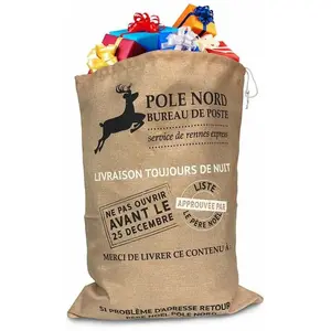 OSE - Hotte du Père Noël effet toile de jute rouge - rouge