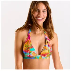 Haut de maillot de bain rose push-up imprimé palmier MAHO CURITIBA M pas cher