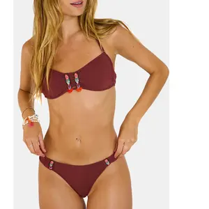 Bas de maillot de bain marron RENA TOTEM M pas cher