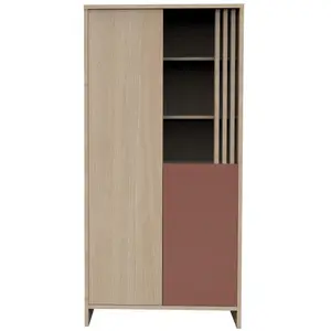 Comparateur de prix : Sauthon mobilier Armoire 2 portes et 1 niche avec claustra en bois décor chêne suave