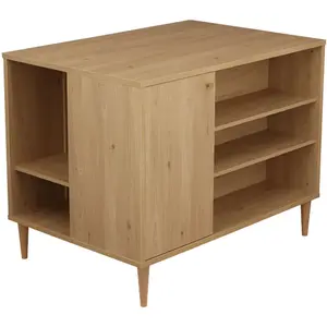 Comparateur de prix : Commode-Îlot Bébé Décor Bois Chêne Suave Avec Rangements 3 Faces
