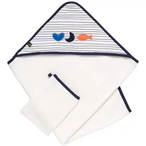Comparateur de prix : Sauthon Cape De Bain Et Gant En Double Gaze De Coton Et Éponge