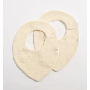 Lot de 2 bavoirs en gaze de coton UNI VANILLA - Sauthon TU pas cher