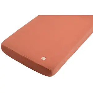 Comparateur de prix : Sauthon Drap housse en mousseline de coton Terracotta (70 x 140 cm)