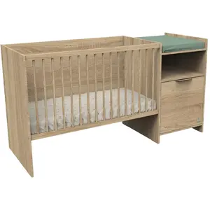 Comparateur de prix : Sauthon mobilier Lit combiné 120x60 évolutif en 90x190 avec porte décor chêne doré