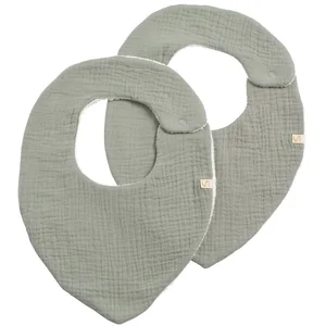 Sauthon Lot de 2 bavoirs en double gaze de coton Sauge pas cher