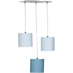 Suspension Lumineuse Trio Plafonnier en coton Bleu LAZARE - Sauthon TU