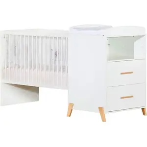 Comparateur de prix : Lit Combiné Evolutif 120x60 en 90x190 en bois blanc JOY - BabyPrice TU