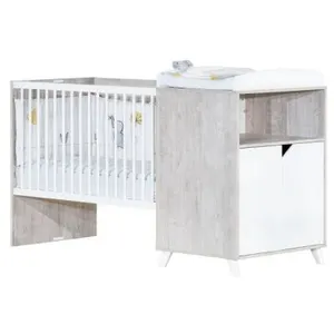 Comparateur de prix : Lit Combiné - BABY PRICE - Scandi Gris - Evolutif - 120x60 en 90x190