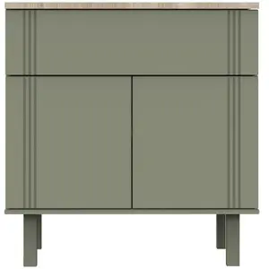Sauthon mobilier Commode 2 portes Eleonore kaki pas cher