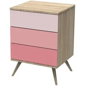 Comparateur de prix : Petite Commode 3 Tiroirs Seventies Rose - Sauthon Meubles