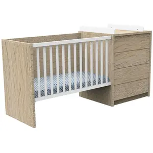 Comparateur de prix : Sauthon - Lit combiné évolutif 60x120 en 90x190 et commode à langer Antonin Bois
