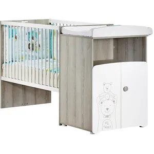 Comparateur de prix : Lit combiné évolutif 120x60 en 90x190 en bois blanc TEDDY - BabyPrice TU