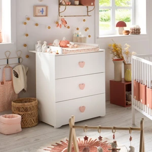 Comparateur de prix : BABY PRICE Commode à langer New Basic Boutons coeur rose