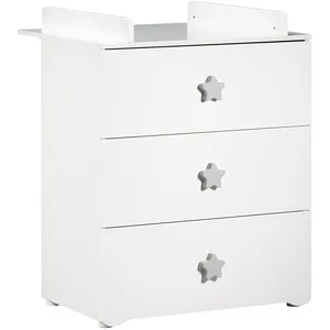 Comparateur de prix : BABY PRICE Commode a langer 3 tiroirs - Boutons etoile gris - New Basic
