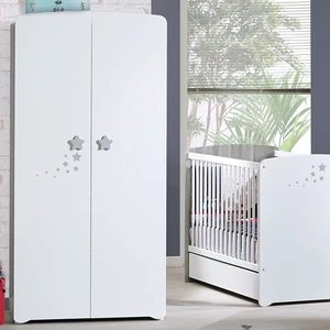 Comparateur de prix : Armoire 2 portes bébé 175x85x56cm en bois blanc NAO - BabyPrice TU