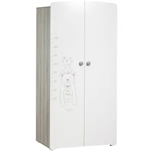 Lit bébé et armoire 2 portes Sauthon Antonin Bois et blanc