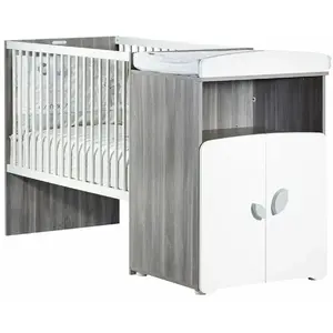 Comparateur de prix : Lit combiné évolutif 120x60 en 90x190 en bois gris LEAF - BabyPrice TU