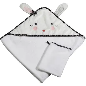 Comparateur de prix : Sortie de bain lapin - SAUTHON - Miss Fleur de Lune - Blanc - 75x75cm - Coton