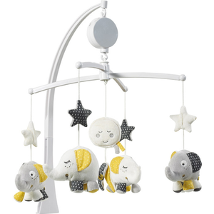 Mobile musical bébé Eléphant en coton gris BABYFAN - Sauthon TU pas cher