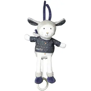 Peluche Mini Musical Mouton en velours blanc MERLIN - Sauthon TU pas cher