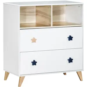 Comparateur de prix : Commode 2 Tiroirs 2 Niches Oslo Poignée Etoile - Sauthon Meubles