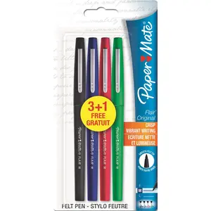 Papermate Pack de 3+1 stylos feutres d’écriture en nylon Paper Mate Flair Original pas cher