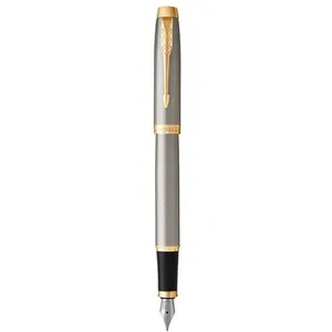 Comparateur de prix : PARKER IM Stylo plume, métal brossé, plume moyenne, encre bleue, Coffr...