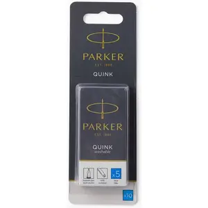 Comparateur de prix : PARKER blister de 10 cartouches Quink pour Stylo plume, encre bleue