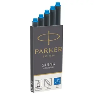 Comparateur de prix : PARKER Quink 5 cartouches longues, encre bleue effaçable