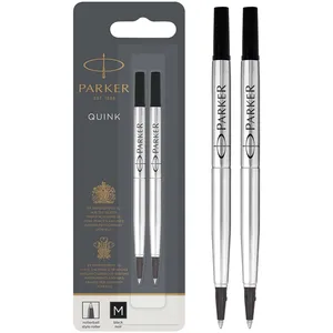 PARKER recharge Stylo Roller, pointe moyenne, noire, blister X 2