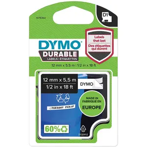 Comparateur de prix : DYMO D1 Durable - bande d'etiquettes - 1 cassette(s) - Rouleau (1,2 cm x 5,5 m)