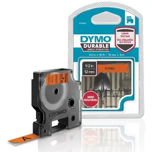 Comparateur de prix : Ruban D1 durable, haute résistance, Noir/Orange, 12mm x 3m - DYMO