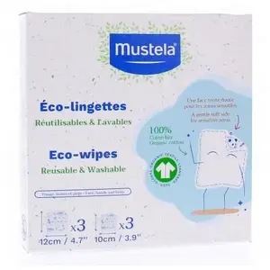 MUSTELA Kit éco-lingettes réutilisables et lavables recharge 2x3 lingettes pas cher