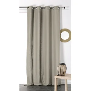 MODE DE VI Rideau avec oeillets - Tamisant - Coton/Lin - Taupe - 135x260cm pas cher