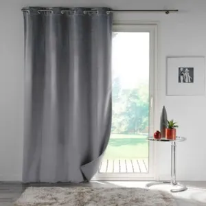 Home Maison Rideau en velours au style cossu (140x250 cm - Gris clair) pas cher