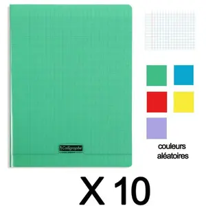 ClaireFontaine Lot De 10 Cahiers - 24x32(Cm) - Grands Carreaux - 48 Pages - Couverture En Polypro - Sans Spirale - ClairefontaineVendu parrakuten