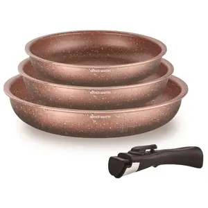 Set de 3 Poêles Arthur Martin en Aluminium avec Poignée Amovible - 20, 24, 28 cm pas cher