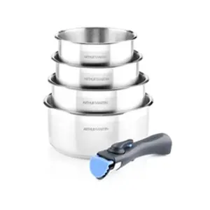 Comparateur de prix : Arthur Martin Batterie de cuisine inox 5 pcs avec manche amovible AM7457