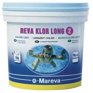 Reva Klor long - Galet 250g - 5 kg de Mareva - Chlore, oxygène actif, ...Vendu parcarrefour