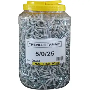 Seau de chevilles à frapper Tap-Vis collerette plate 25mm ING Fixation pas cher