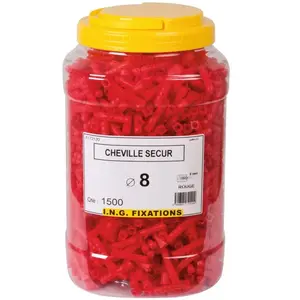 Cheville à expansion rouge - Ø 8 mm - Secur - Seau de 1500 pièces - IN... pas cher