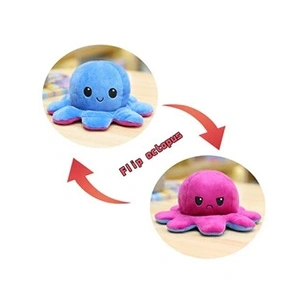 Peluche poulpe réversible double face 40 cm -bleu + violet pas cher