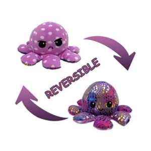 Peluche poulpe réversible double face 20 cm -sequin violet + pois viol... pas cher