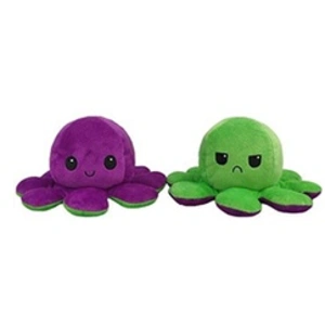 Peluche poulpe réversible double face 20 cm -violet + vert pas cher