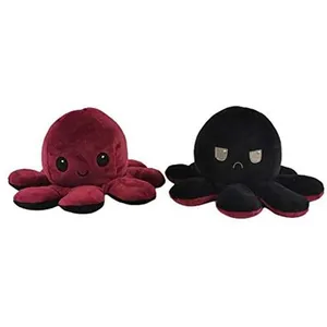 Non communiqué Peluche poulpe réversible double face 20 cm - bordeaux + noir pas cher